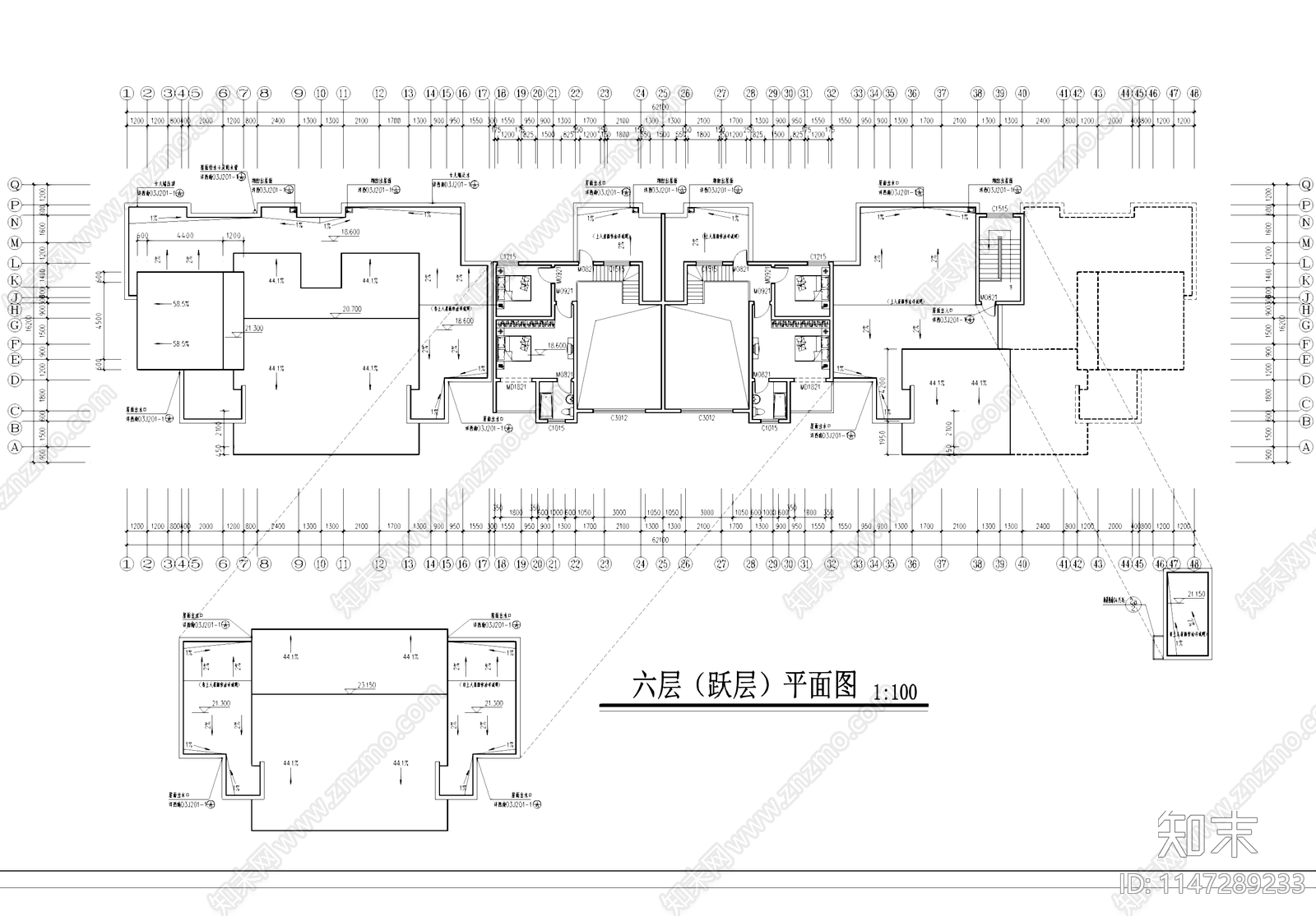 多层底商民居住宅楼建筑cad施工图下载【ID:1147289233】