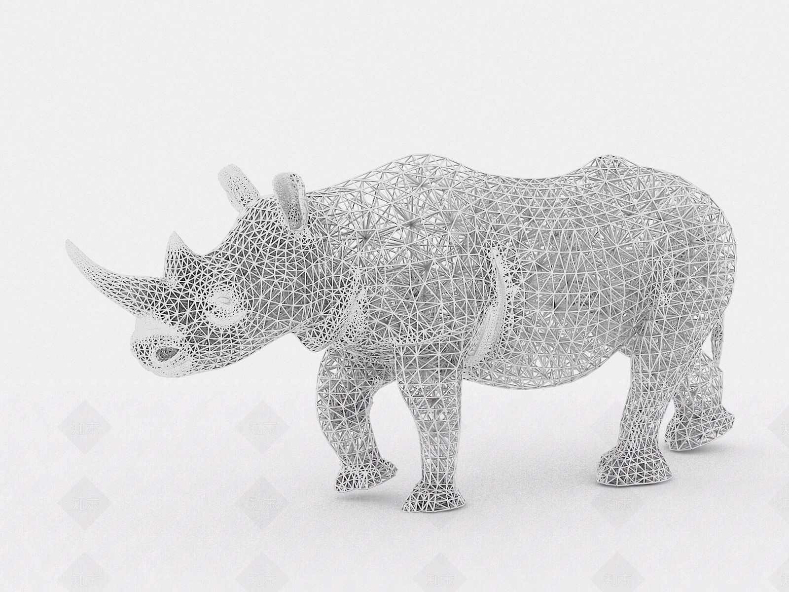 犀牛雕塑SU模型下载【ID:1147295922】
