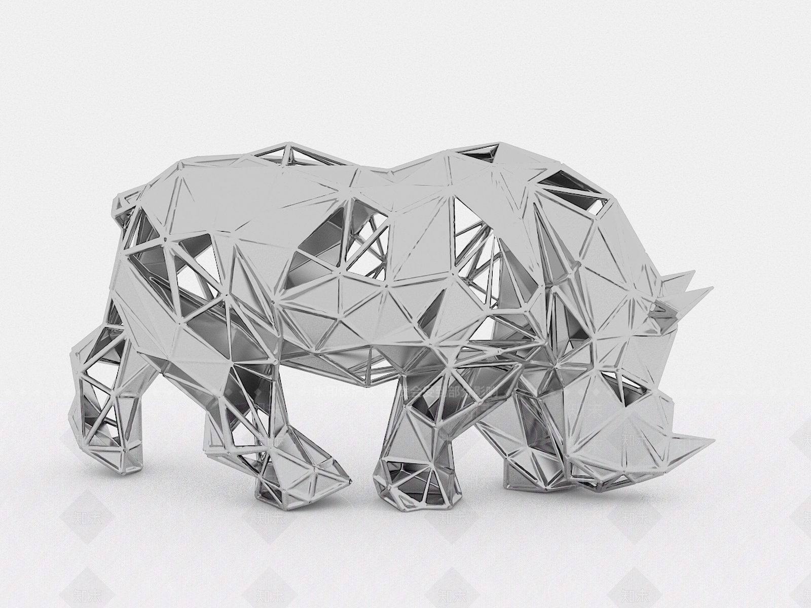 犀牛雕塑SU模型下载【ID:1147296045】