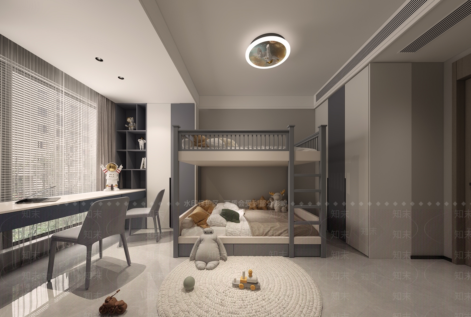 现代上下床儿童房3D模型下载【ID:1147297696】