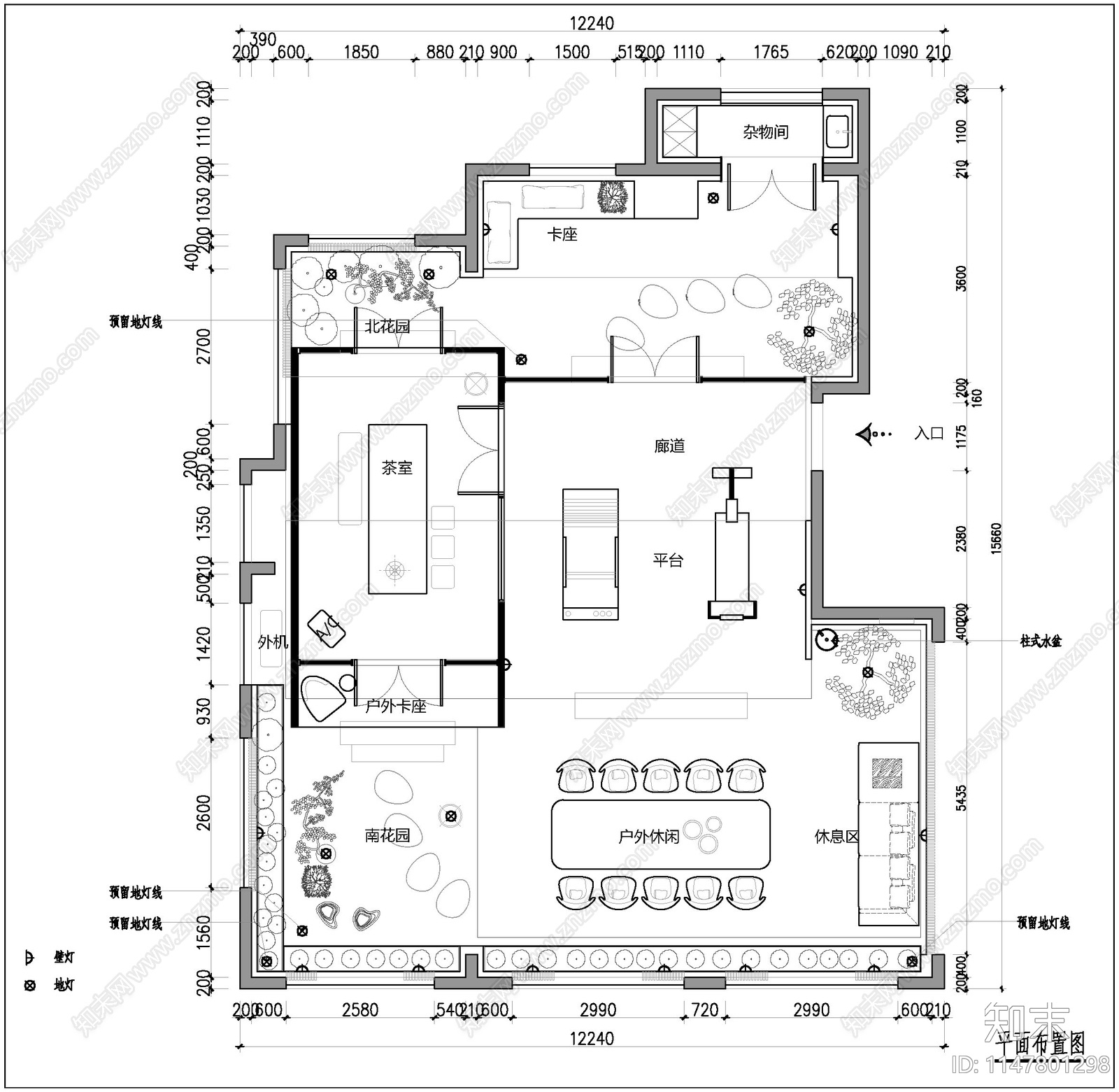 现代露台景观cad施工图下载【ID:1147801298】