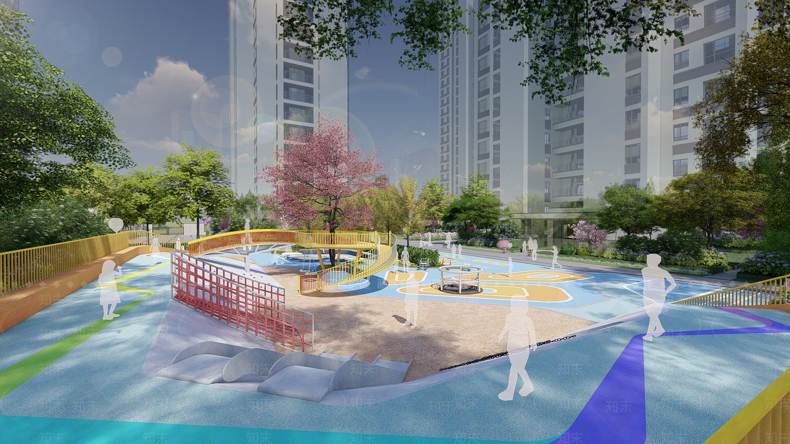 新中式大区住宅景观SU模型下载【ID:1147303345】