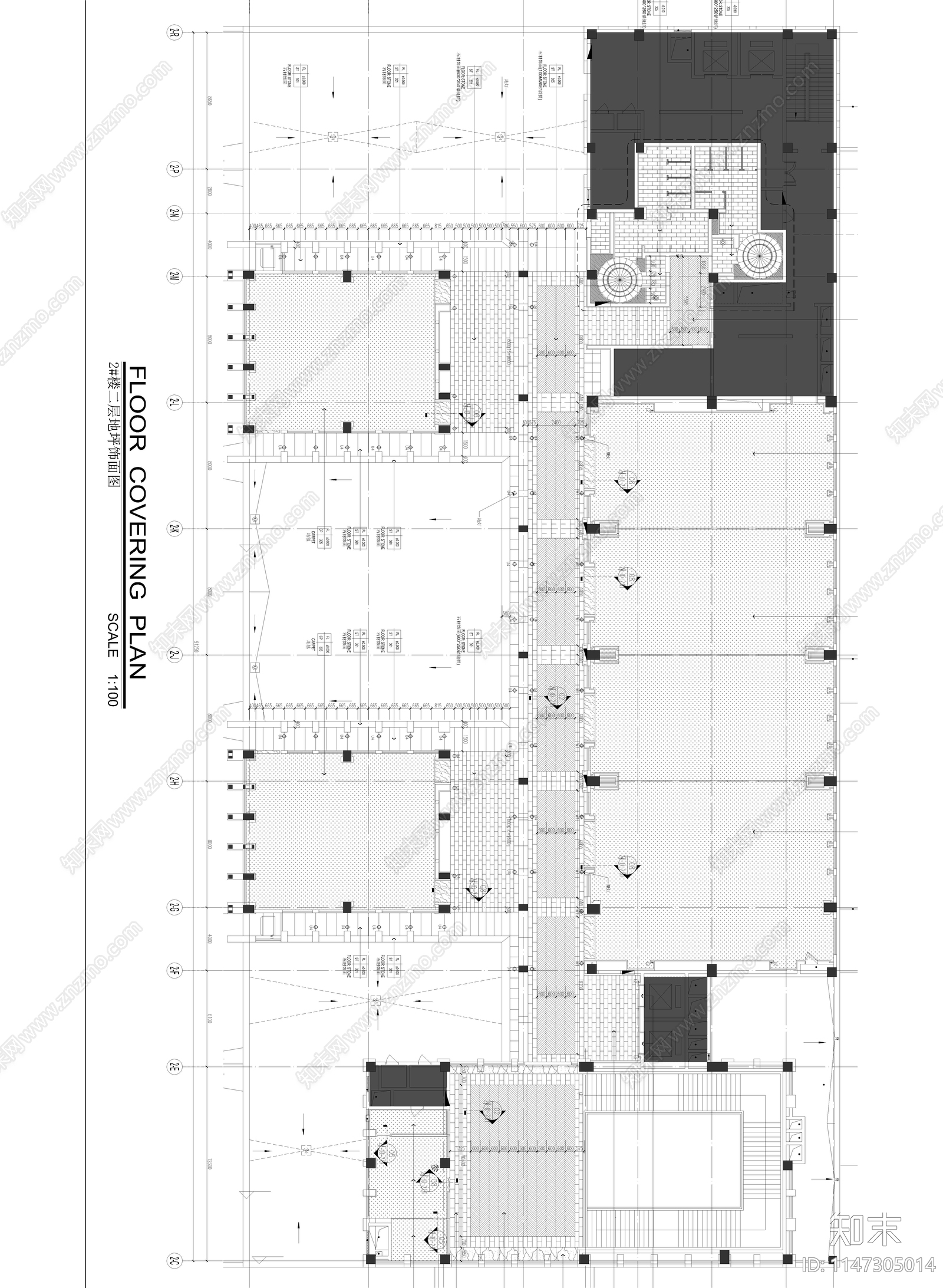 新中式风格度假酒店cad施工图下载【ID:1147305014】