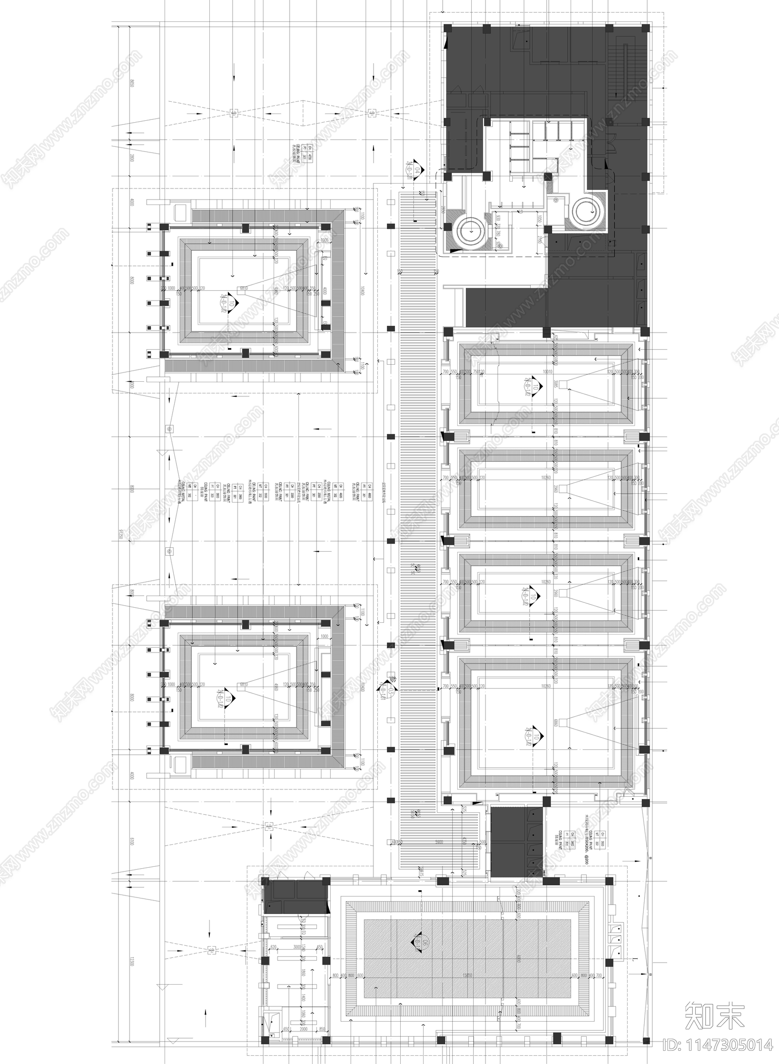 新中式风格度假酒店cad施工图下载【ID:1147305014】