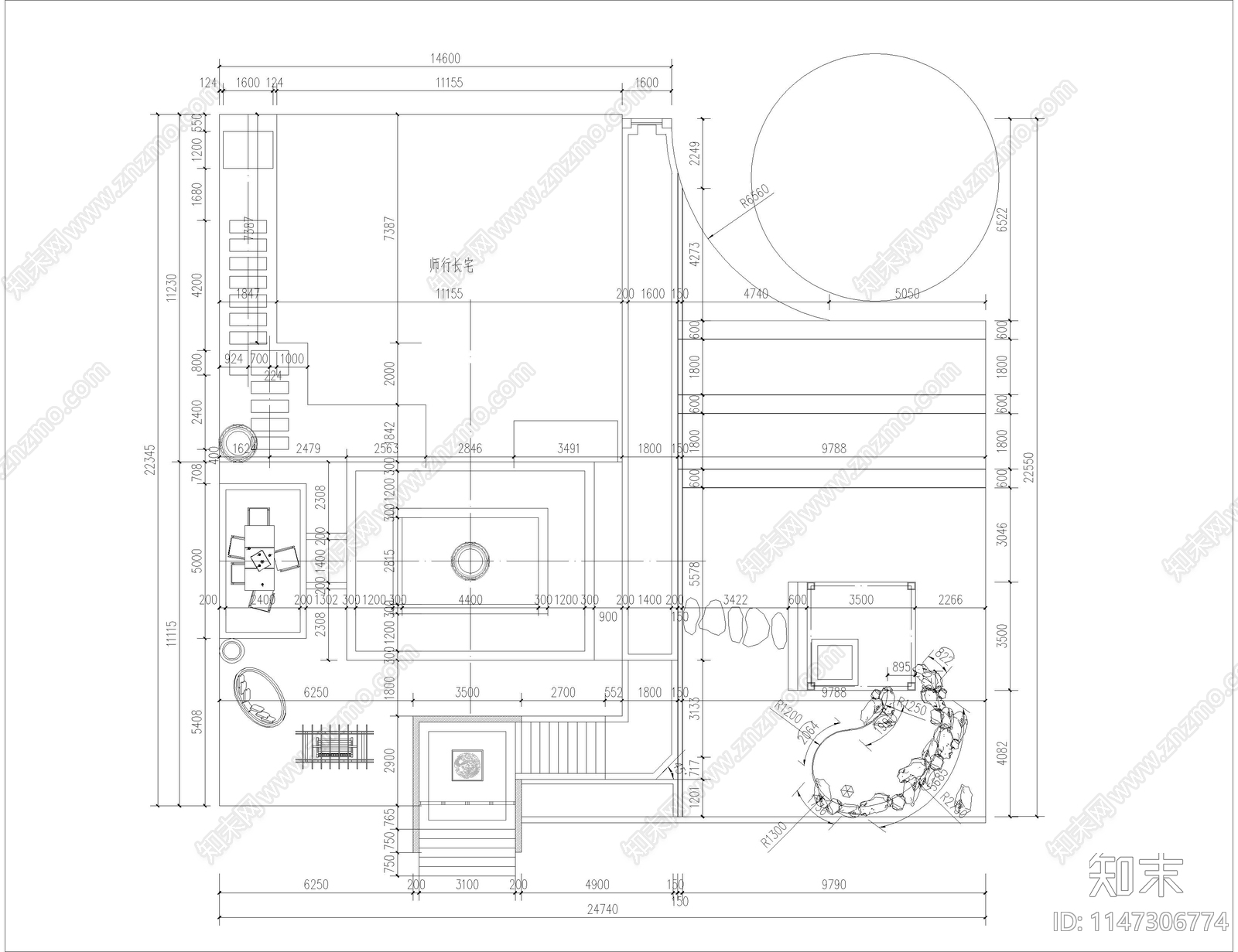 现代风格别墅庭院及廊架cad施工图下载【ID:1147306774】