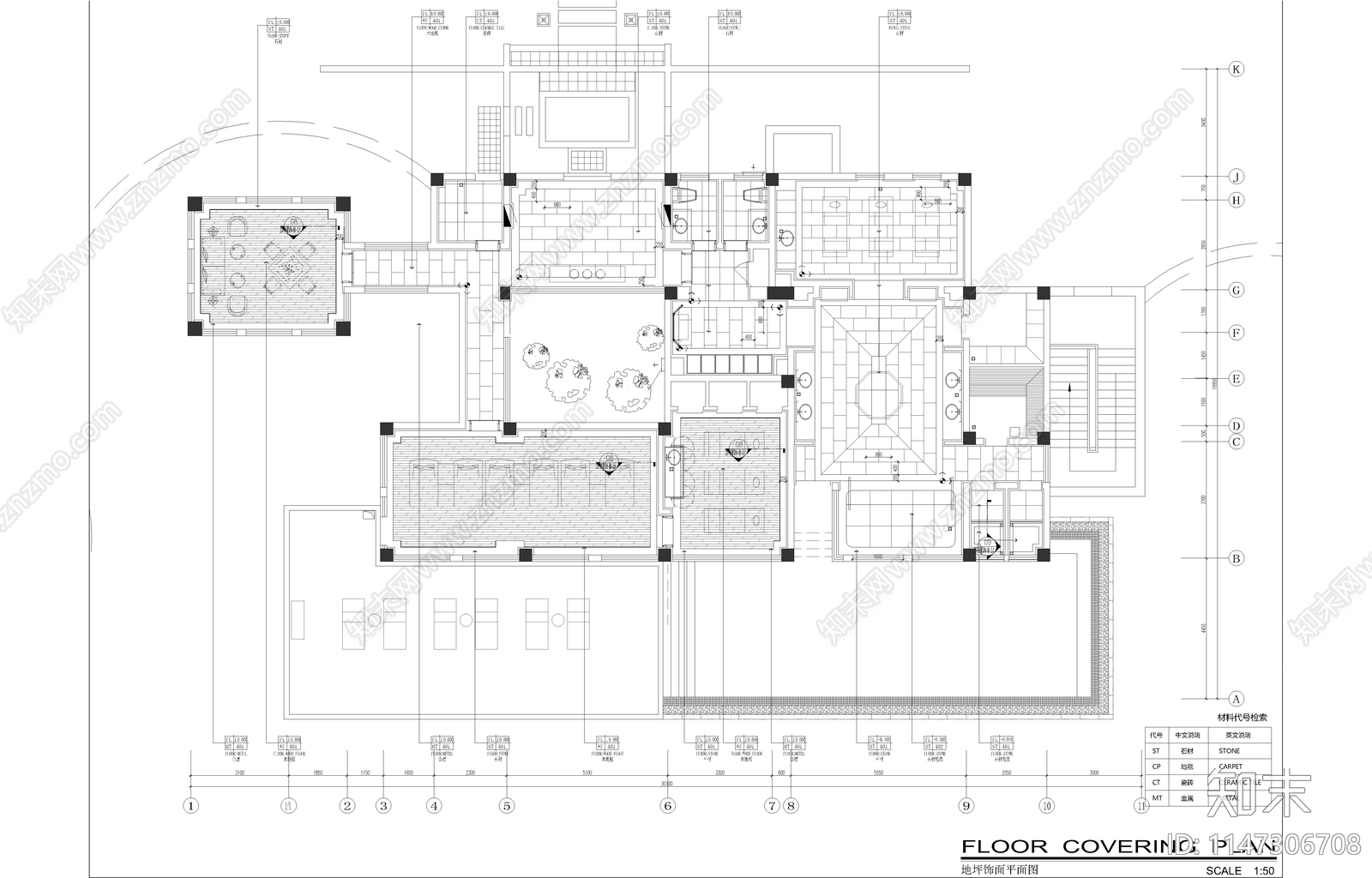 SPA室内cad施工图下载【ID:1147306708】