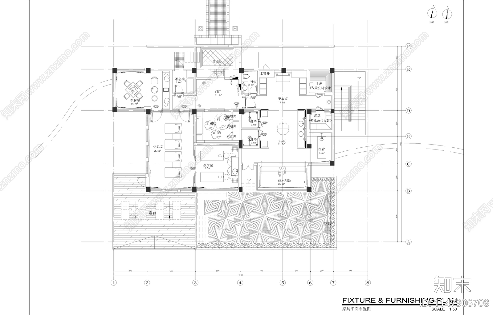 SPA室内cad施工图下载【ID:1147306708】