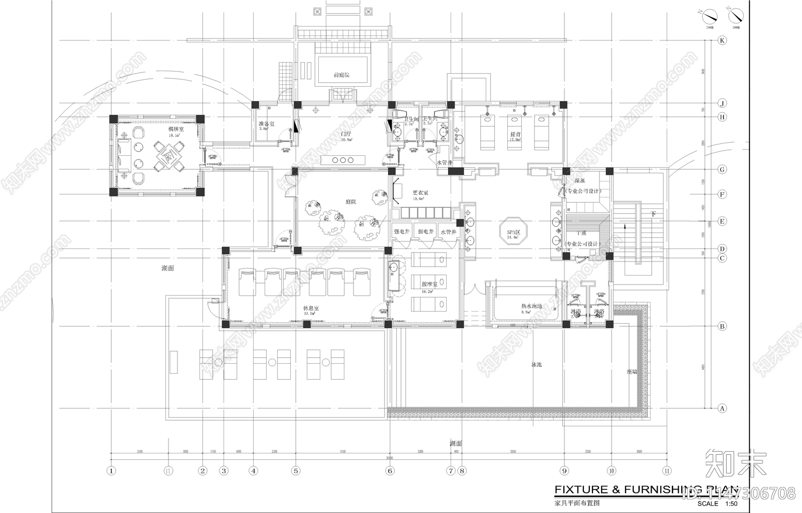 SPA室内cad施工图下载【ID:1147306708】