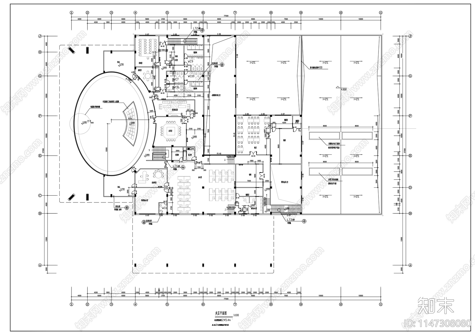 雷克萨斯4S店建筑图cad施工图下载【ID:1147308080】