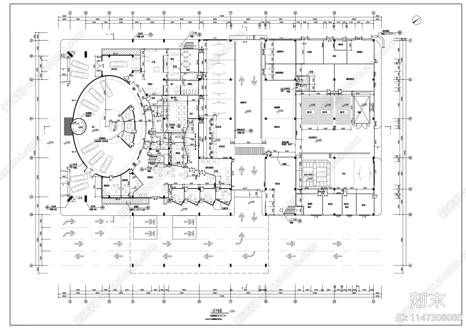 雷克萨斯4S店建筑图cad施工图下载【ID:1147308080】