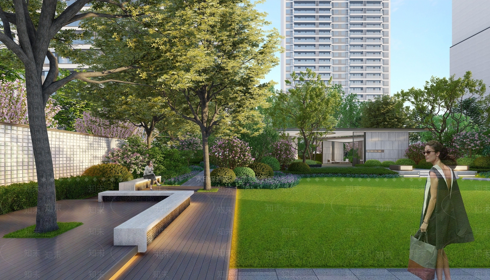 中央花园活动区SU模型下载【ID:1147308642】