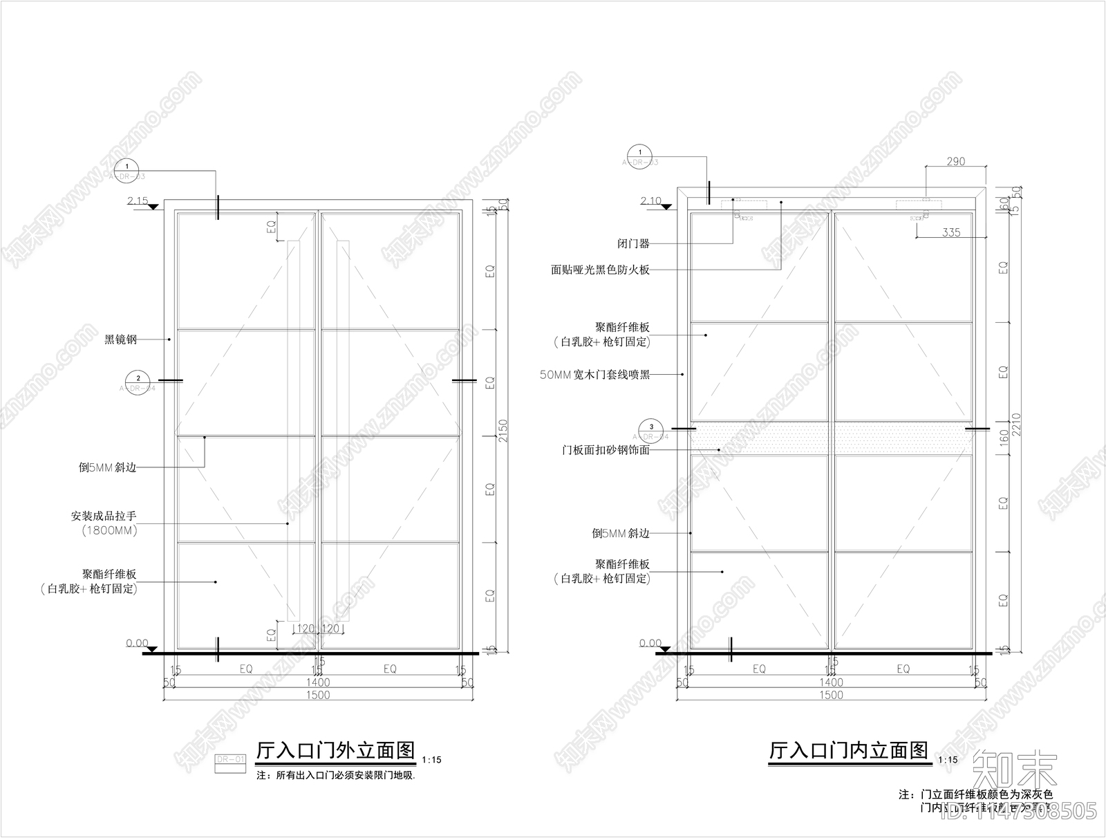 门节点cad施工图下载【ID:1147308505】