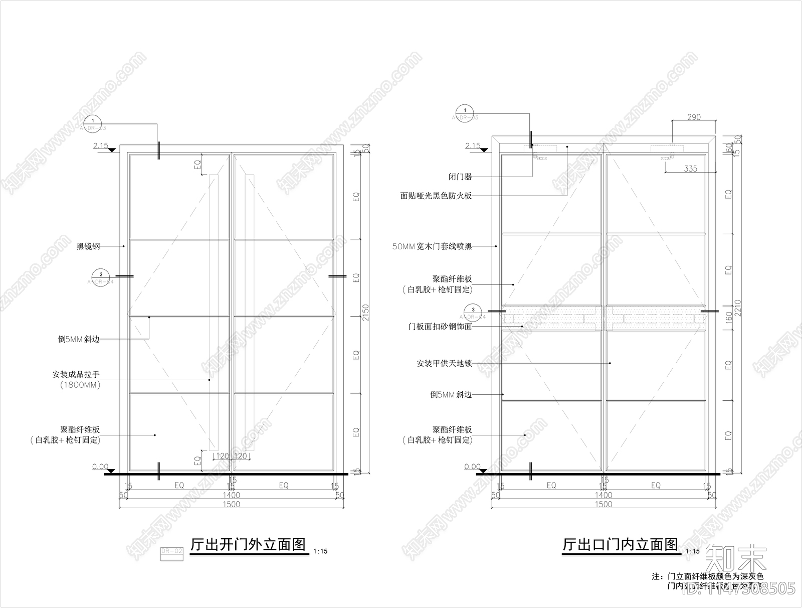 门节点cad施工图下载【ID:1147308505】