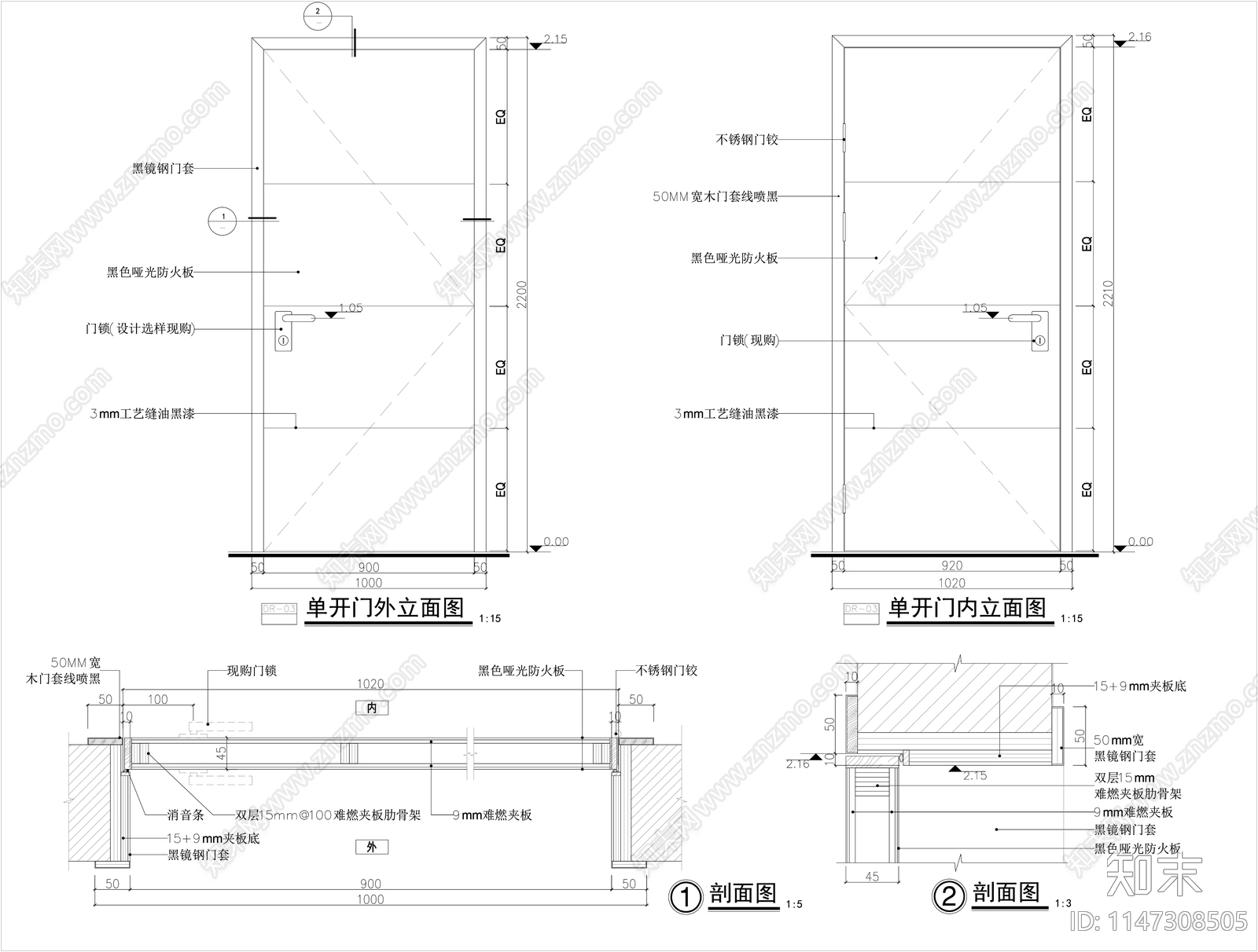 门节点cad施工图下载【ID:1147308505】