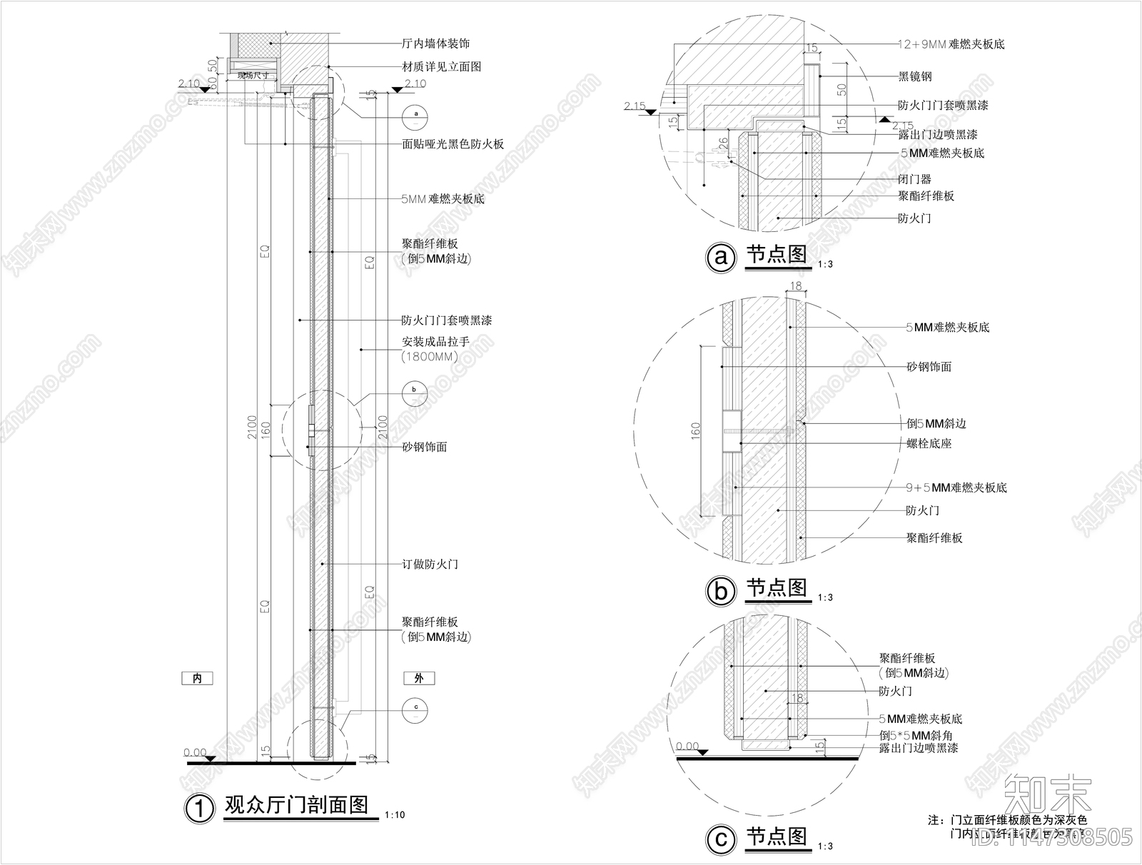 门节点cad施工图下载【ID:1147308505】