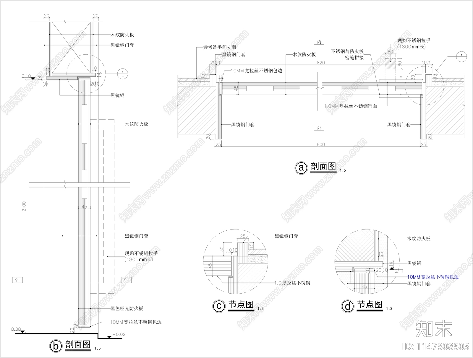 门节点cad施工图下载【ID:1147308505】