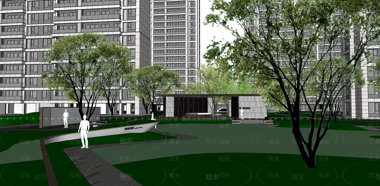 中央花园活动区SU模型下载【ID:1147308642】