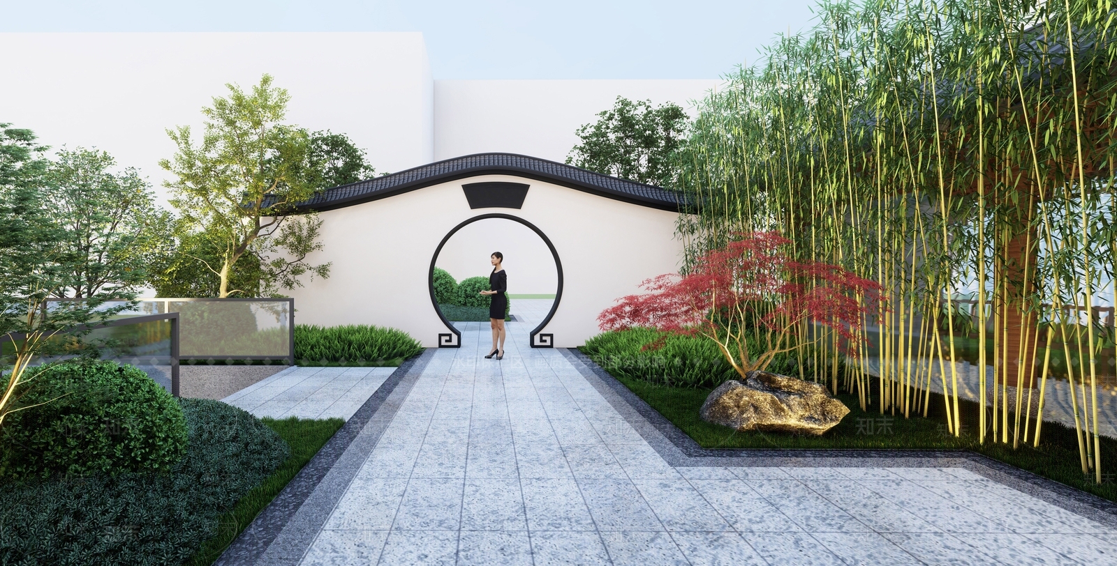 新中式景墙SU模型下载【ID:1147308949】