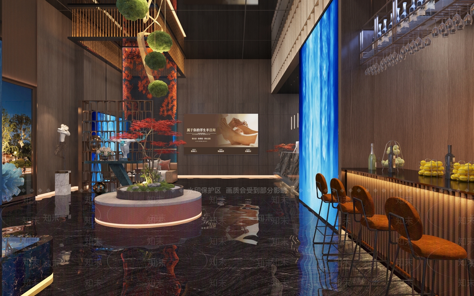 新中式洗浴大厅3D模型下载【ID:1147309451】