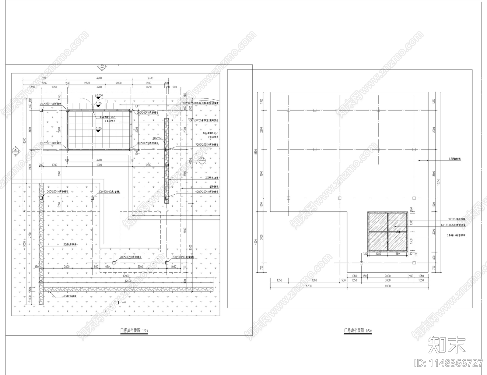 现代风格廊架景观cad施工图下载【ID:1148366727】