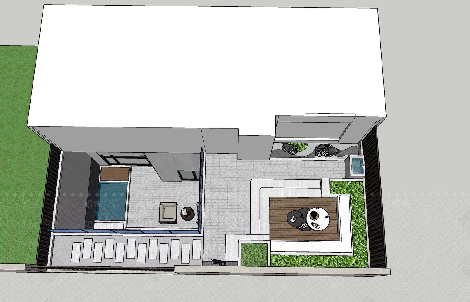 现代庭院花园景观设计SU模型下载【ID:1147314634】