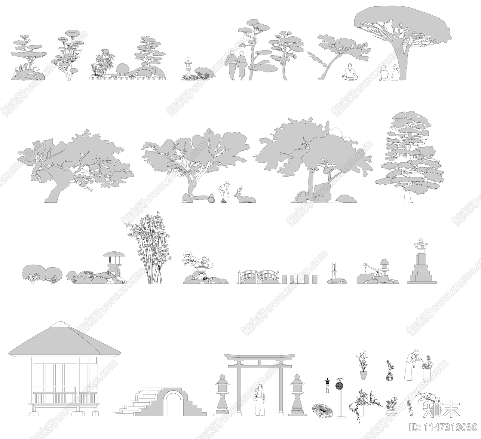 景观小品图库cad施工图下载【ID:1147319030】