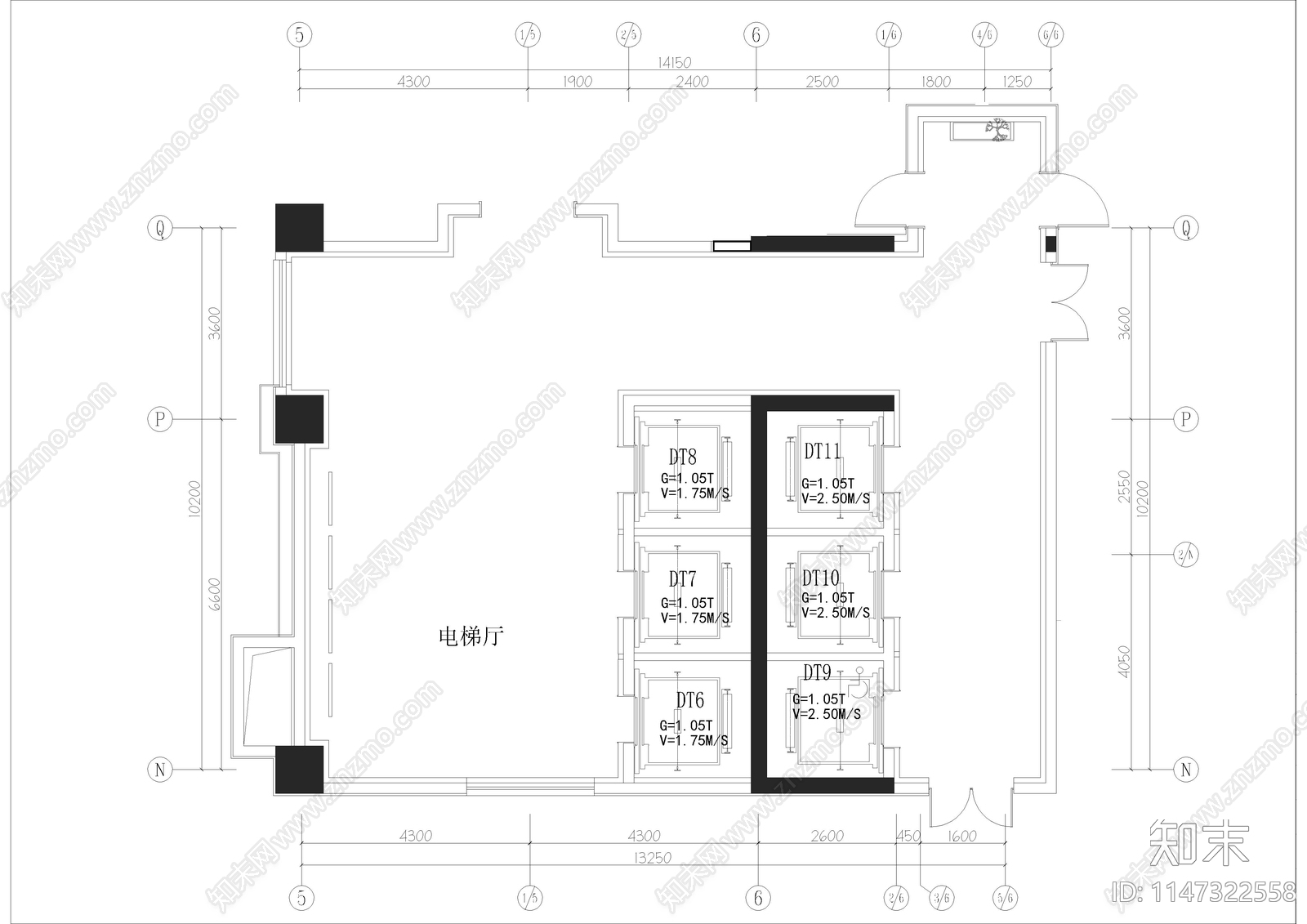 电梯间装修cad施工图下载【ID:1147322558】