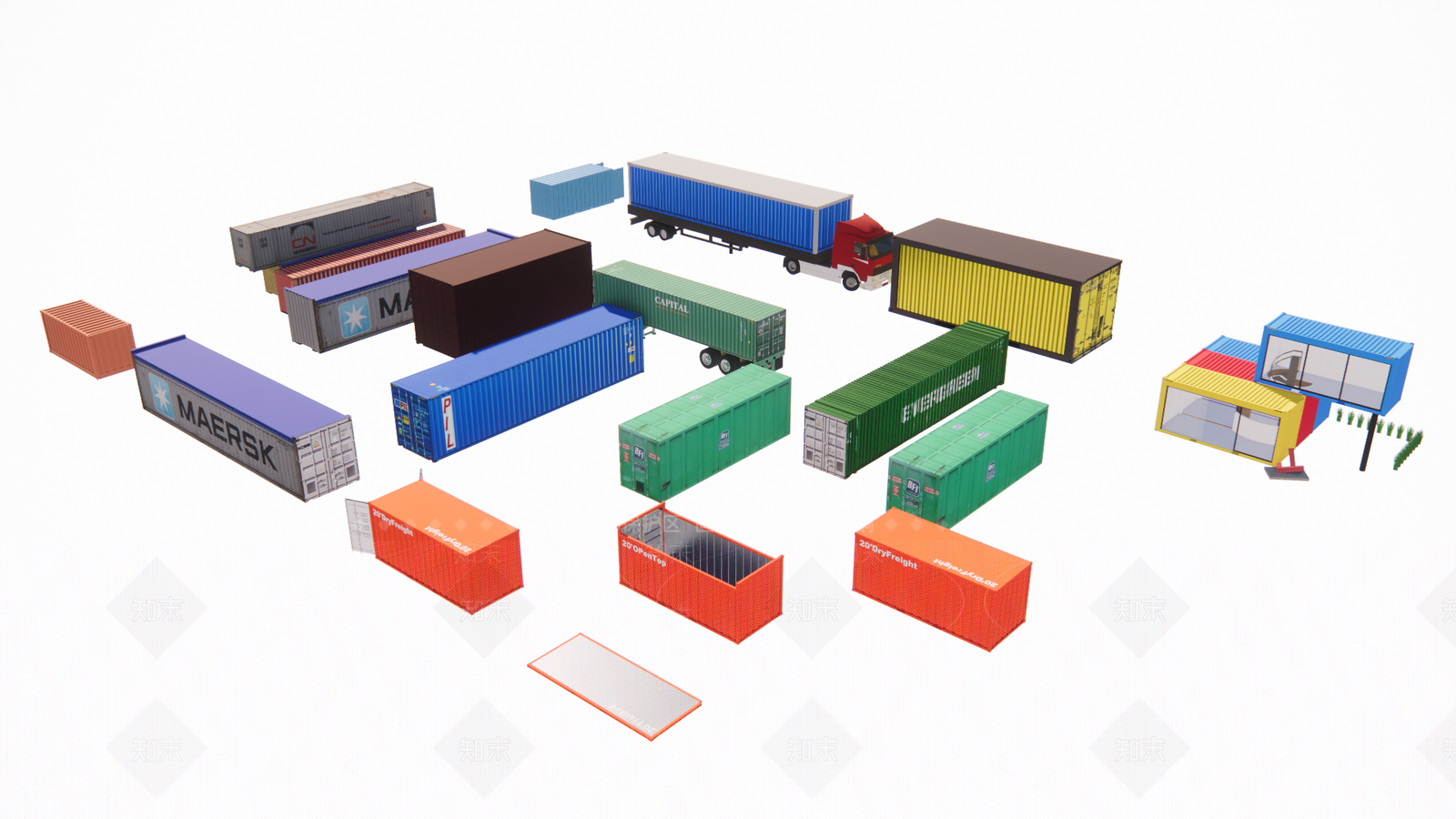 卡车汽车集装箱房汇总SU模型下载【ID:1147324223】