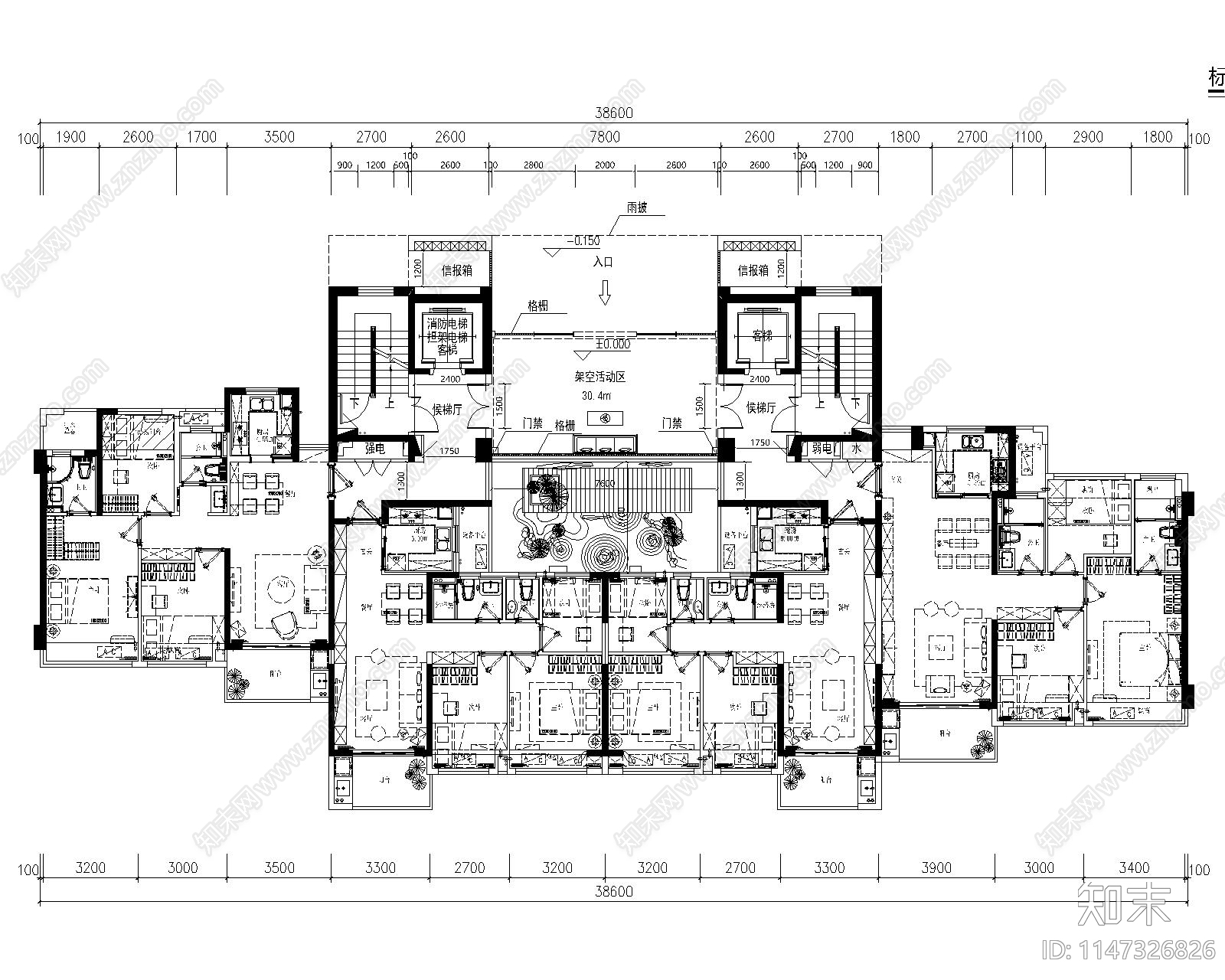 小区建筑住宅户型图标准化平面图施工图下载【ID:1147326826】