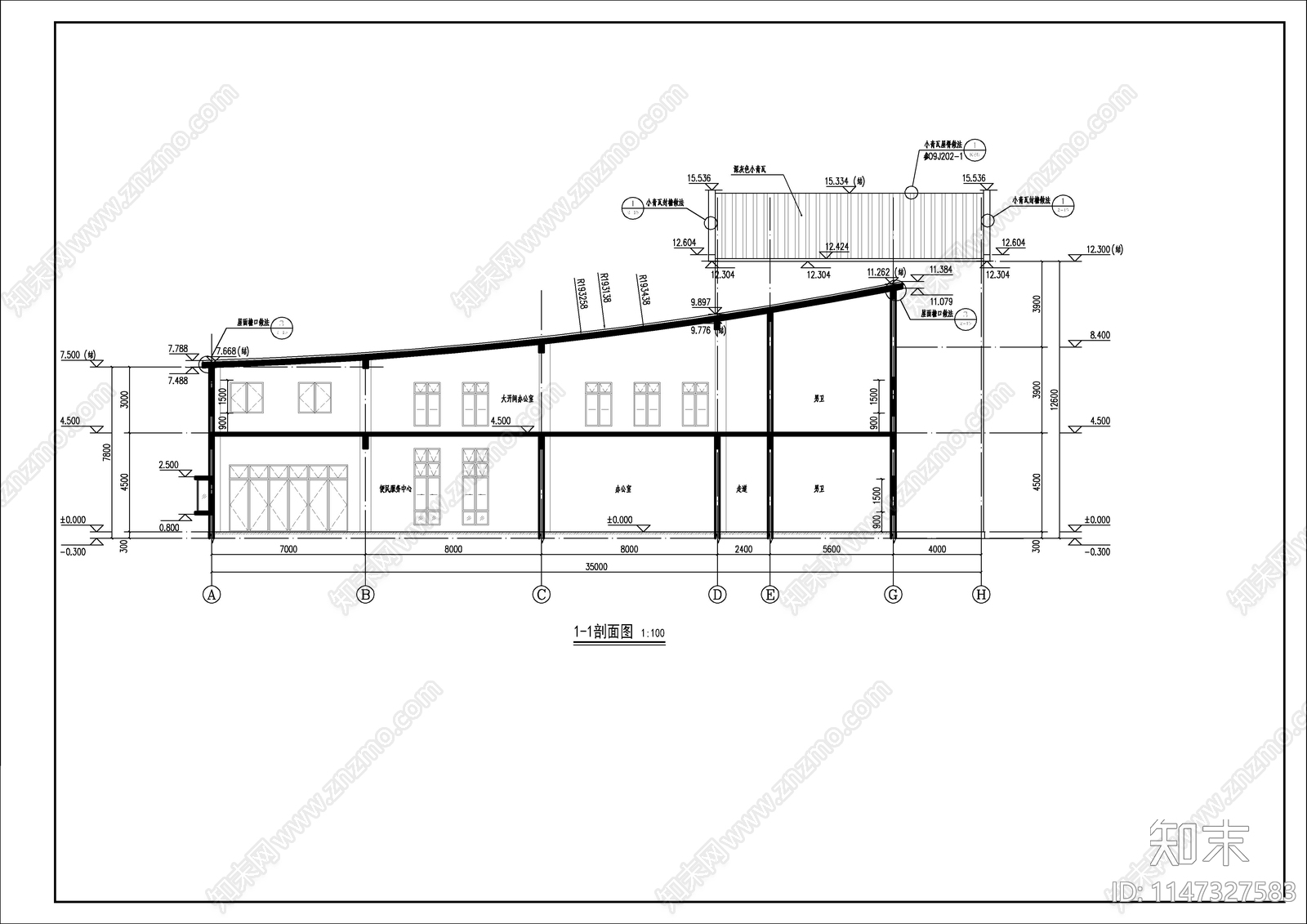小型办公综合楼建筑cad施工图下载【ID:1147327583】