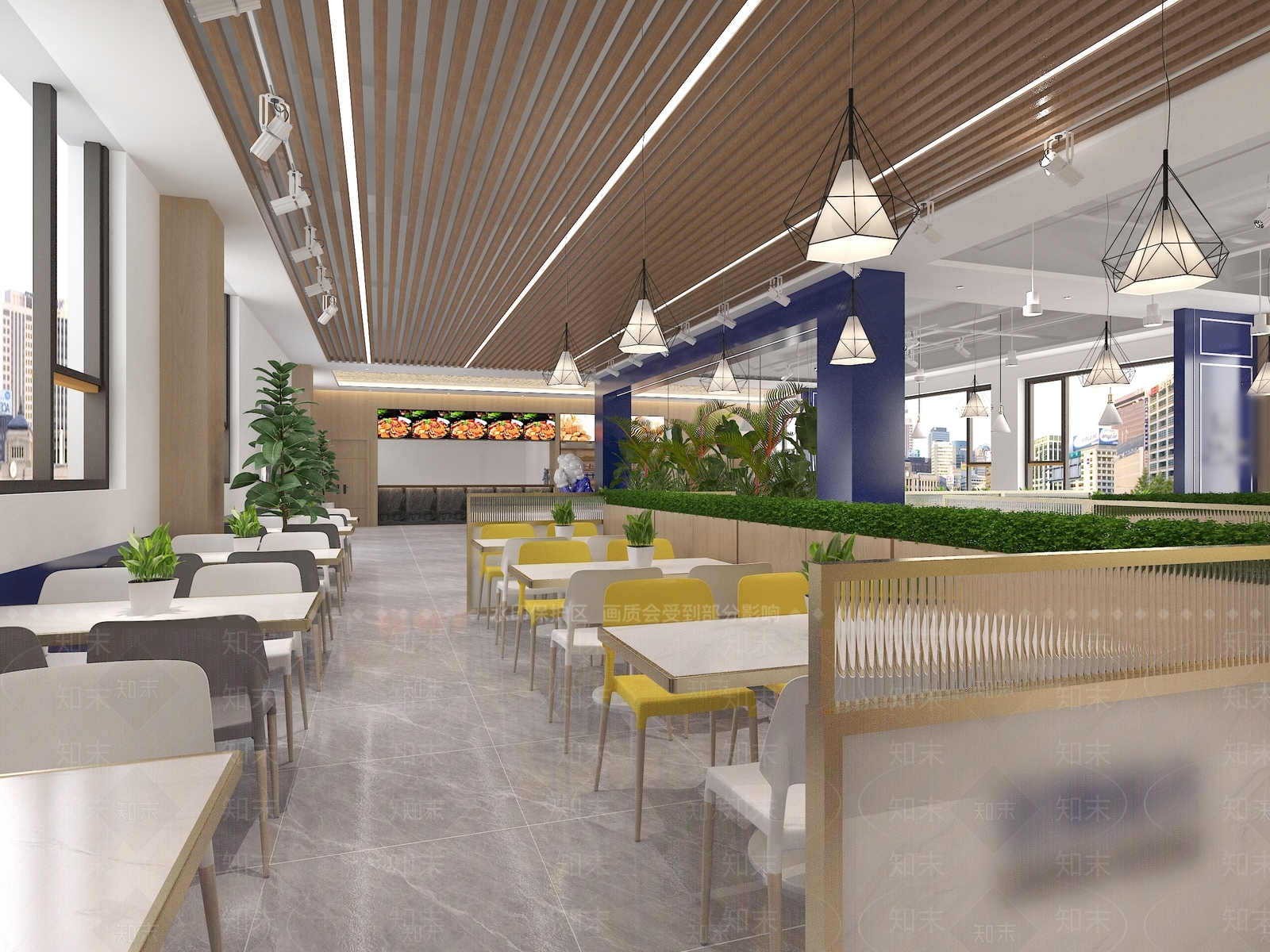现代风格餐厅食堂3D模型下载【ID:1147329810】