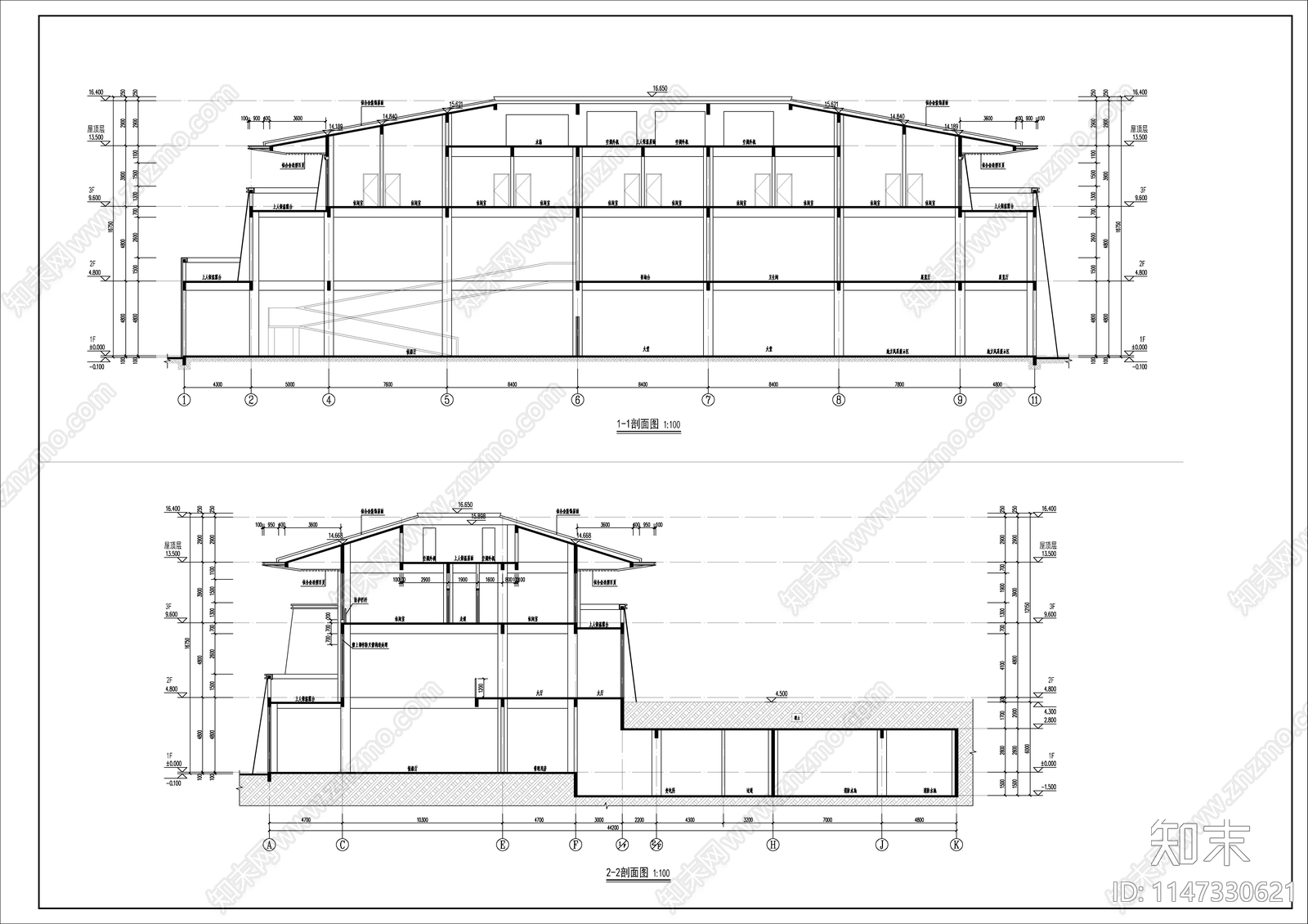 仿古风格游客服务中心建筑cad施工图下载【ID:1147330621】