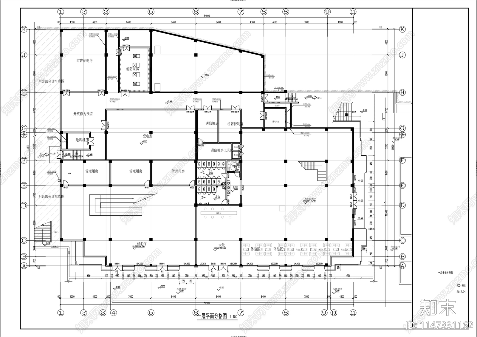 候船游客服务中心建筑cad施工图下载【ID:1147331162】