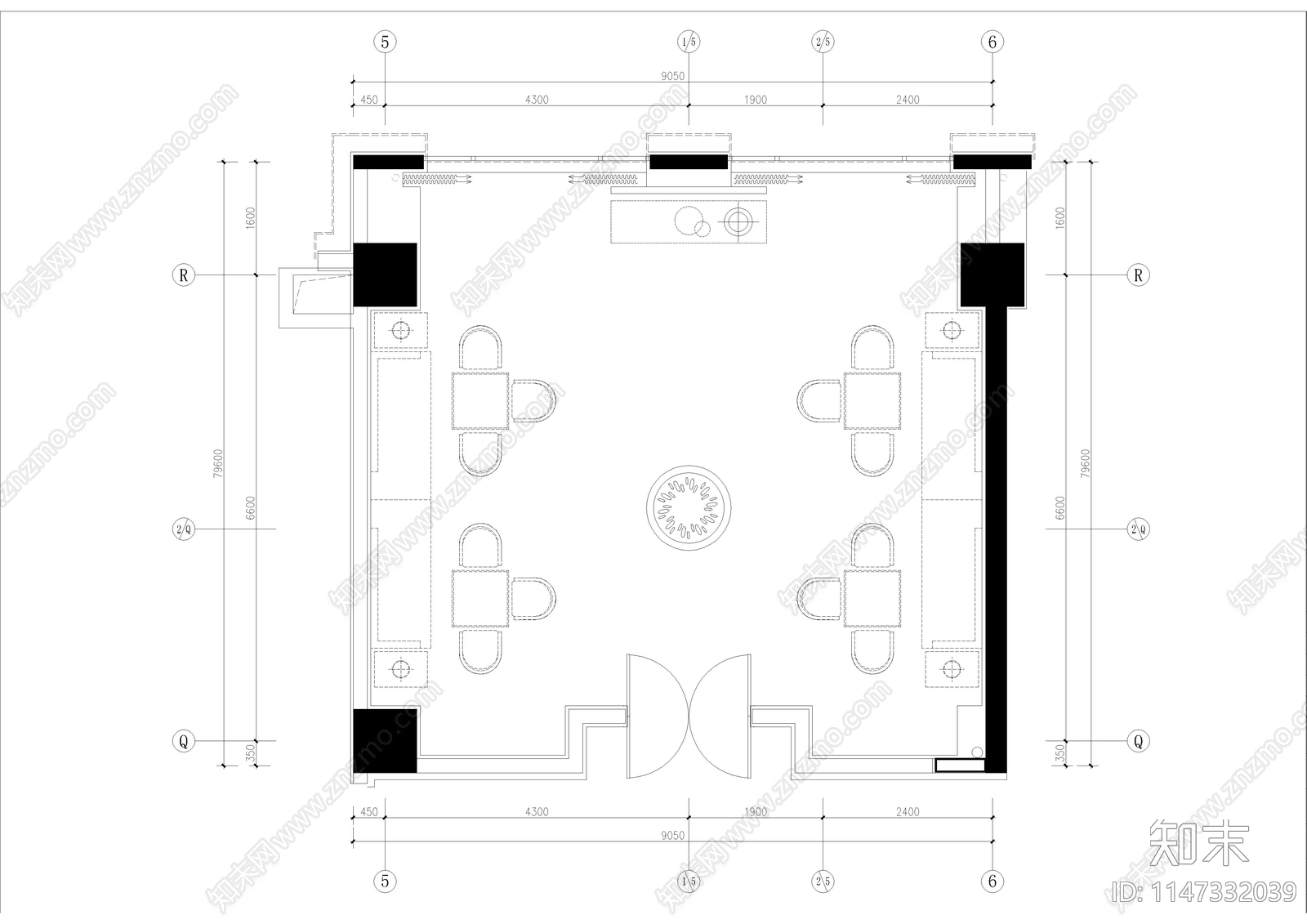 接待室贵宾室室内cad施工图下载【ID:1147332039】