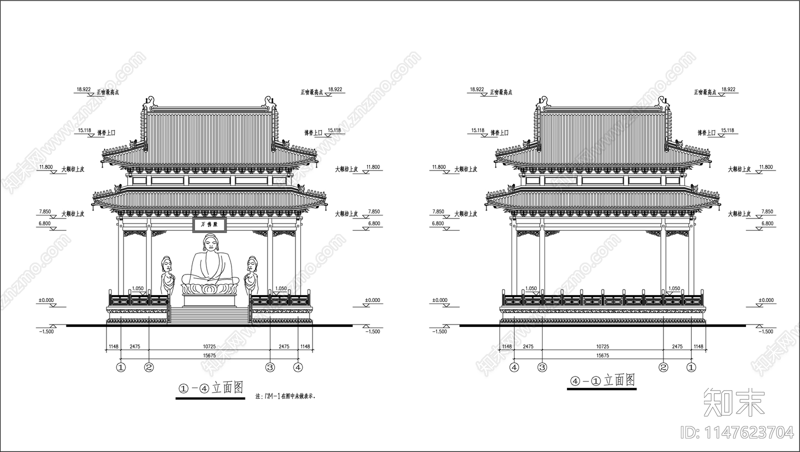 万佛亭cad施工图下载【ID:1147623704】