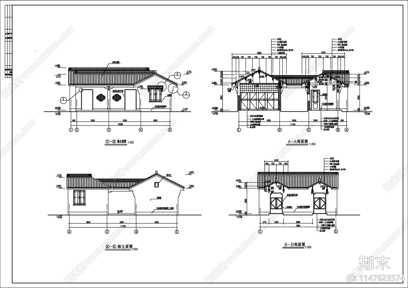 仿古公共卫生间cad施工图下载【ID:1147623574】