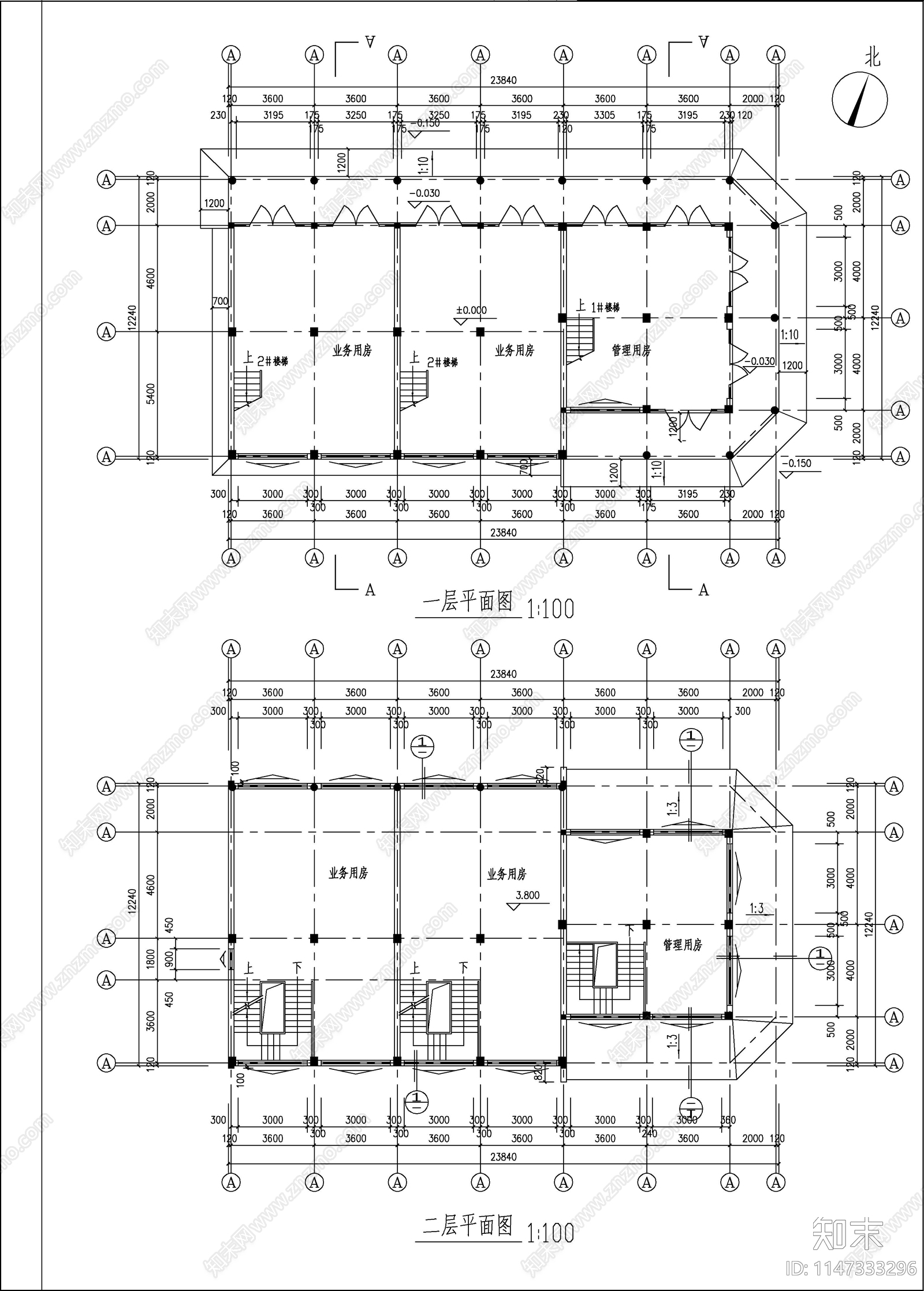 马头墙古建筑cad施工图下载【ID:1147333296】