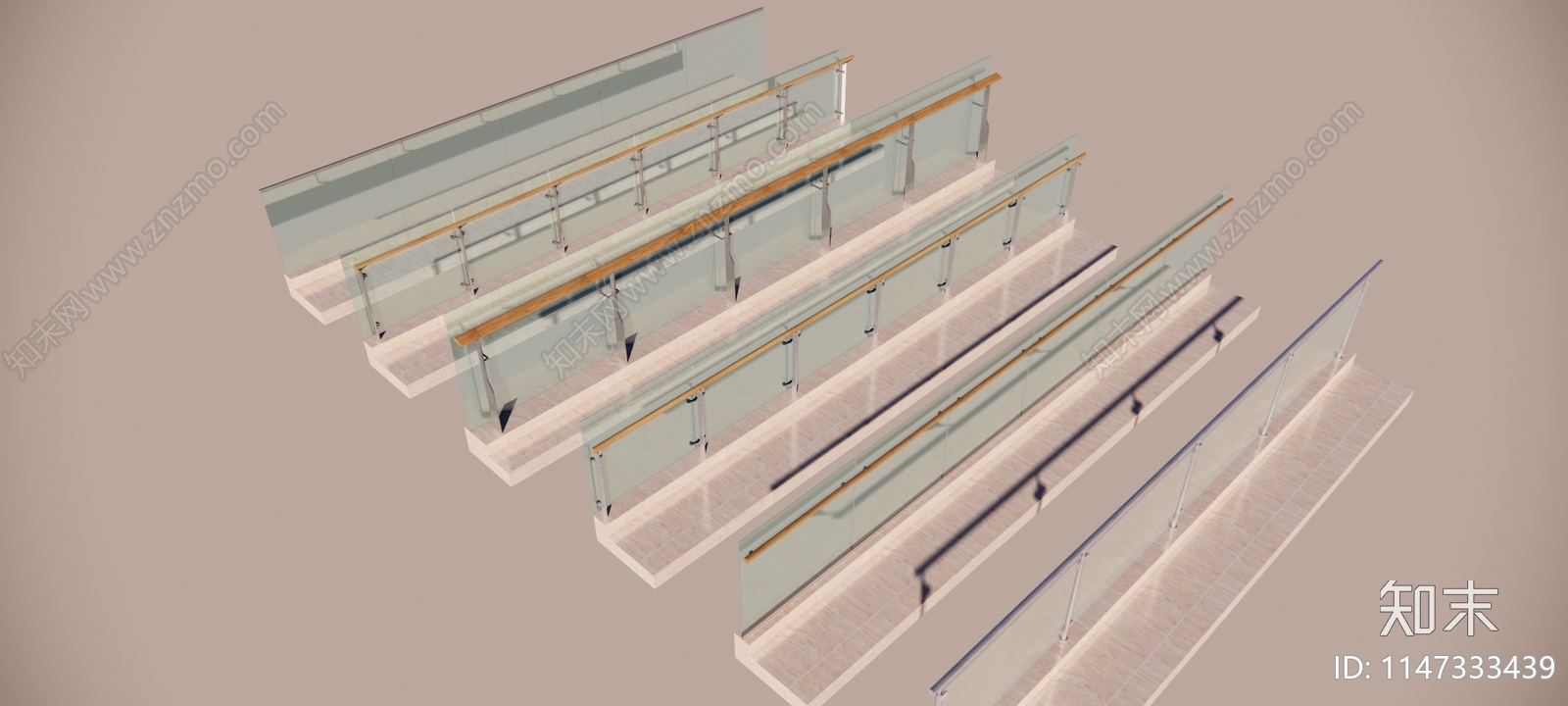 现代玻璃栏杆SU模型下载【ID:1147333439】