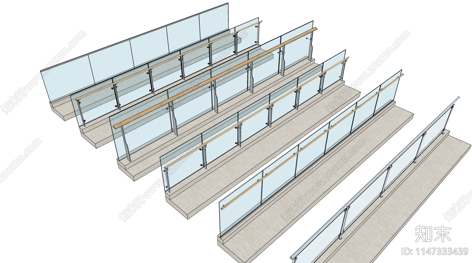 现代玻璃栏杆SU模型下载【ID:1147333439】