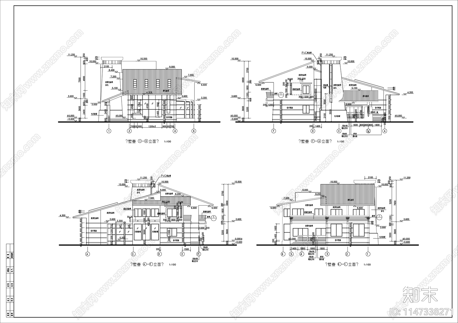 藏式别墅建筑cad施工图下载【ID:1147338271】