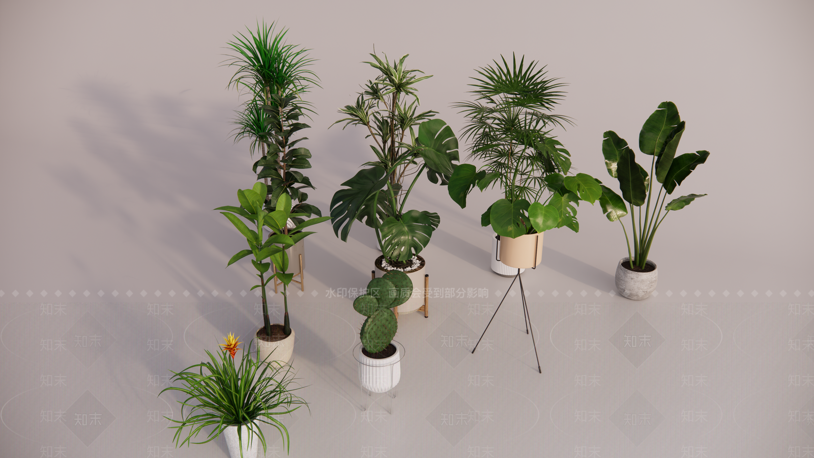 北欧绿植精选大叶常用绿植SU模型下载【ID:1147340871】