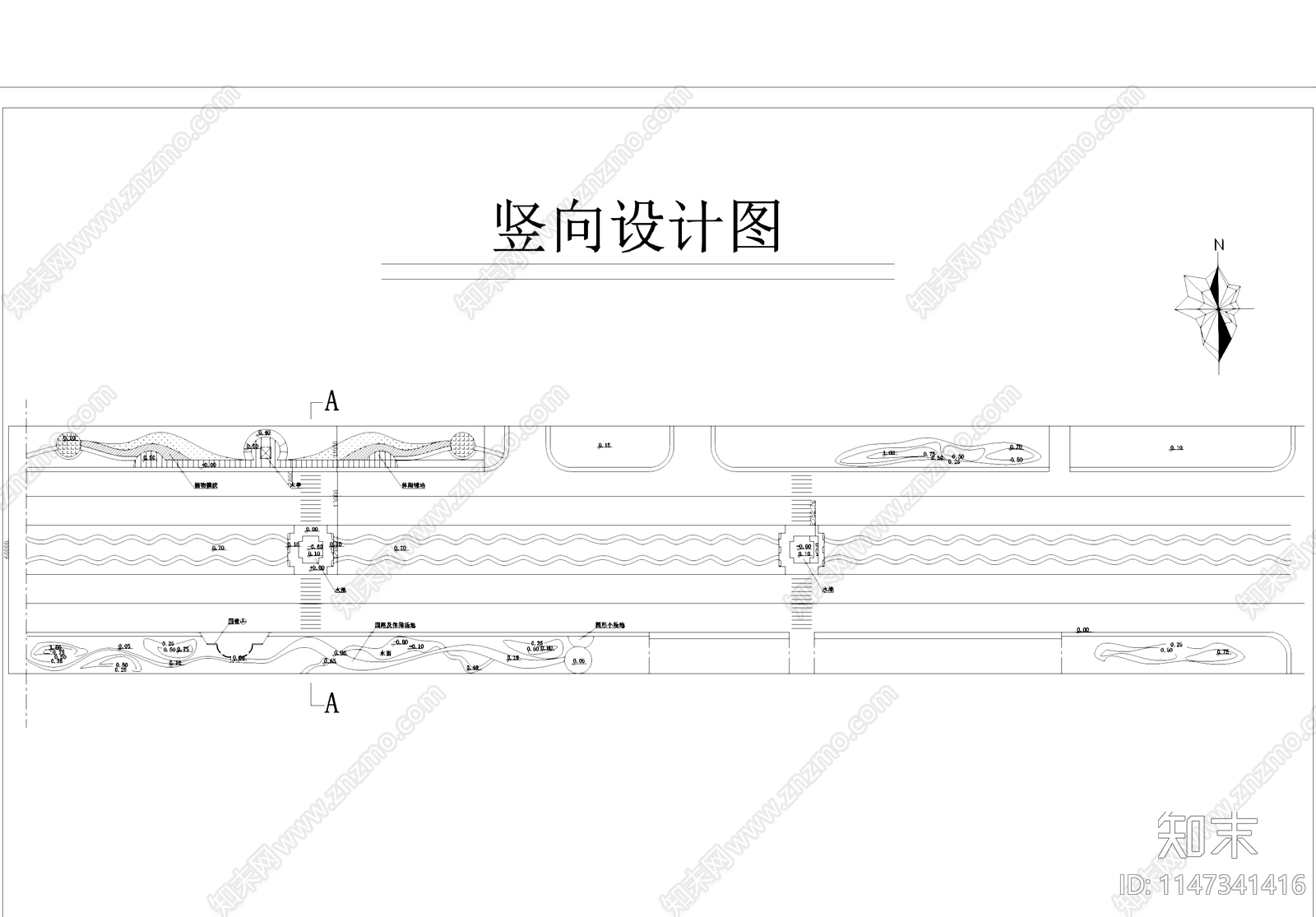 道路景观植物配置绿化平面图cad施工图下载【ID:1147341416】