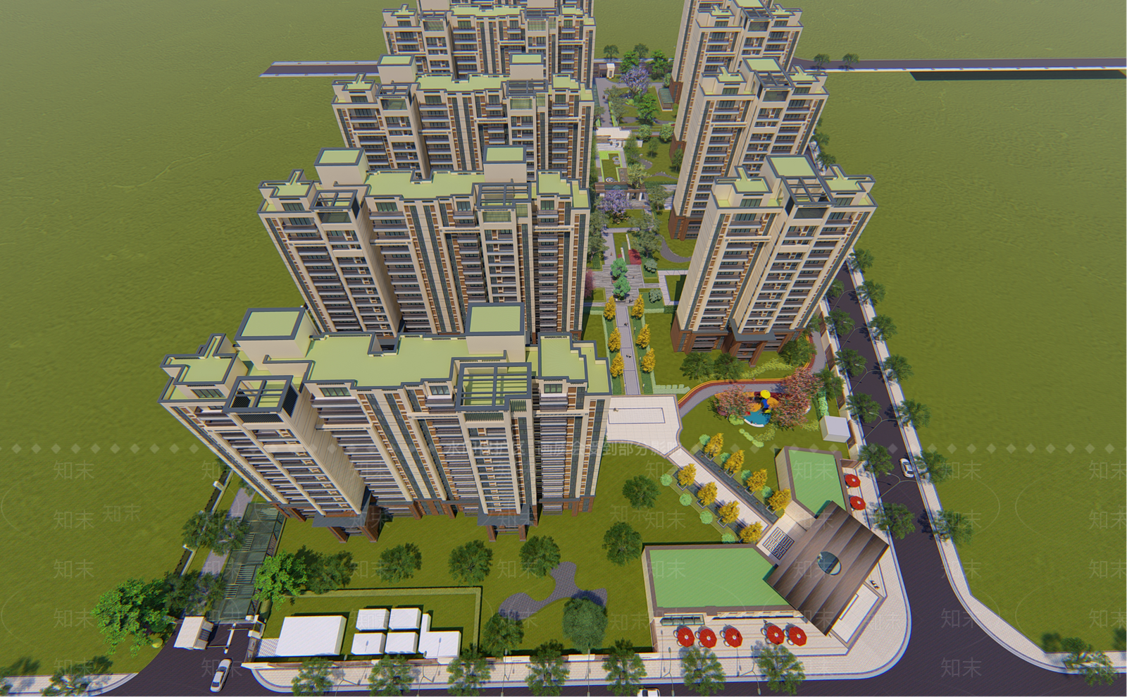 新中式小区景观SU模型下载【ID:1150954657】