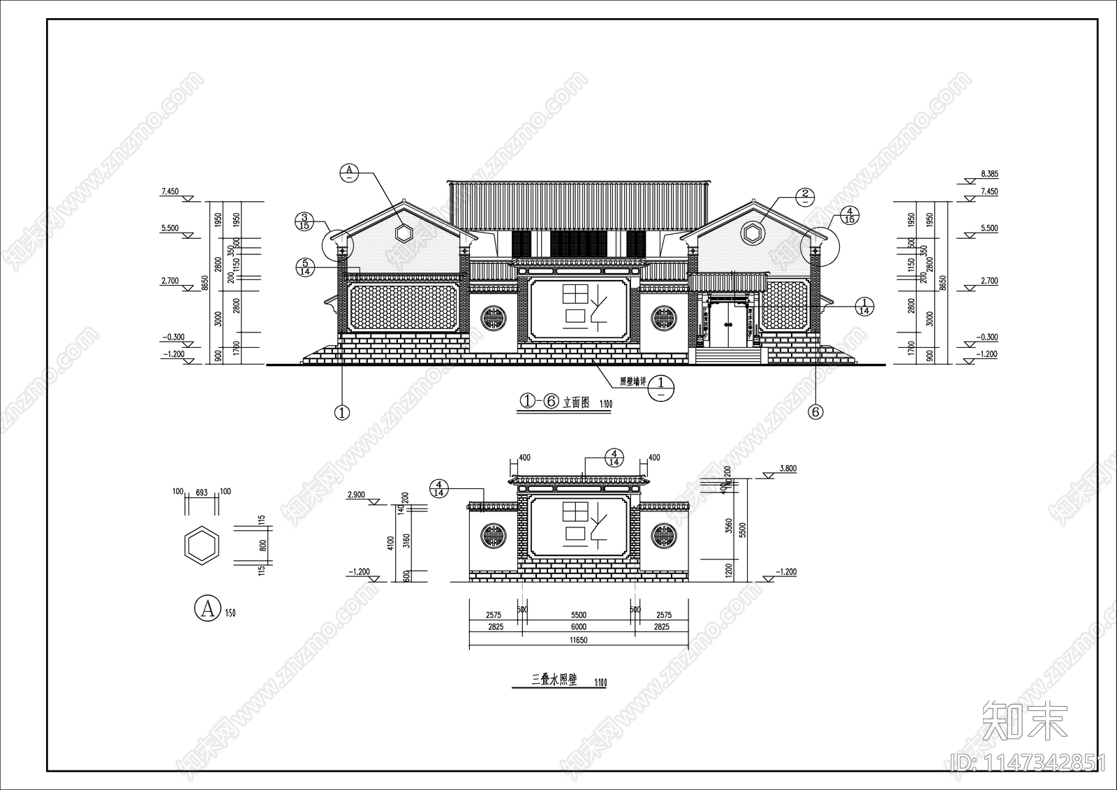 云南民居式餐厅建筑cad施工图下载【ID:1147342851】