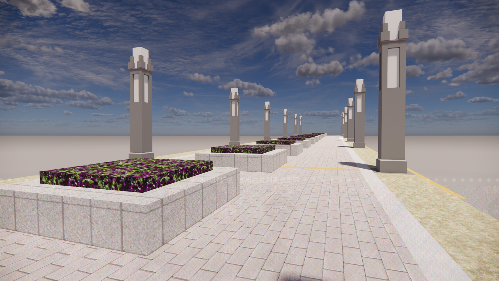 现代风格道路两侧景观灯具SU模型下载【ID:1147347713】