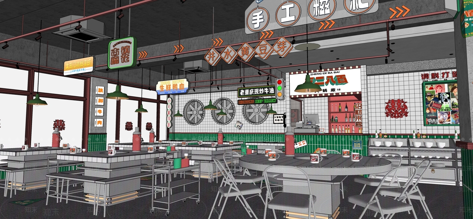 复古重庆火锅店SU模型下载【ID:1147353803】