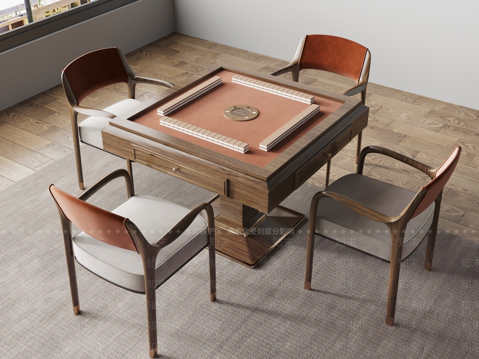 新中式麻将桌3D模型下载【ID:1147354337】
