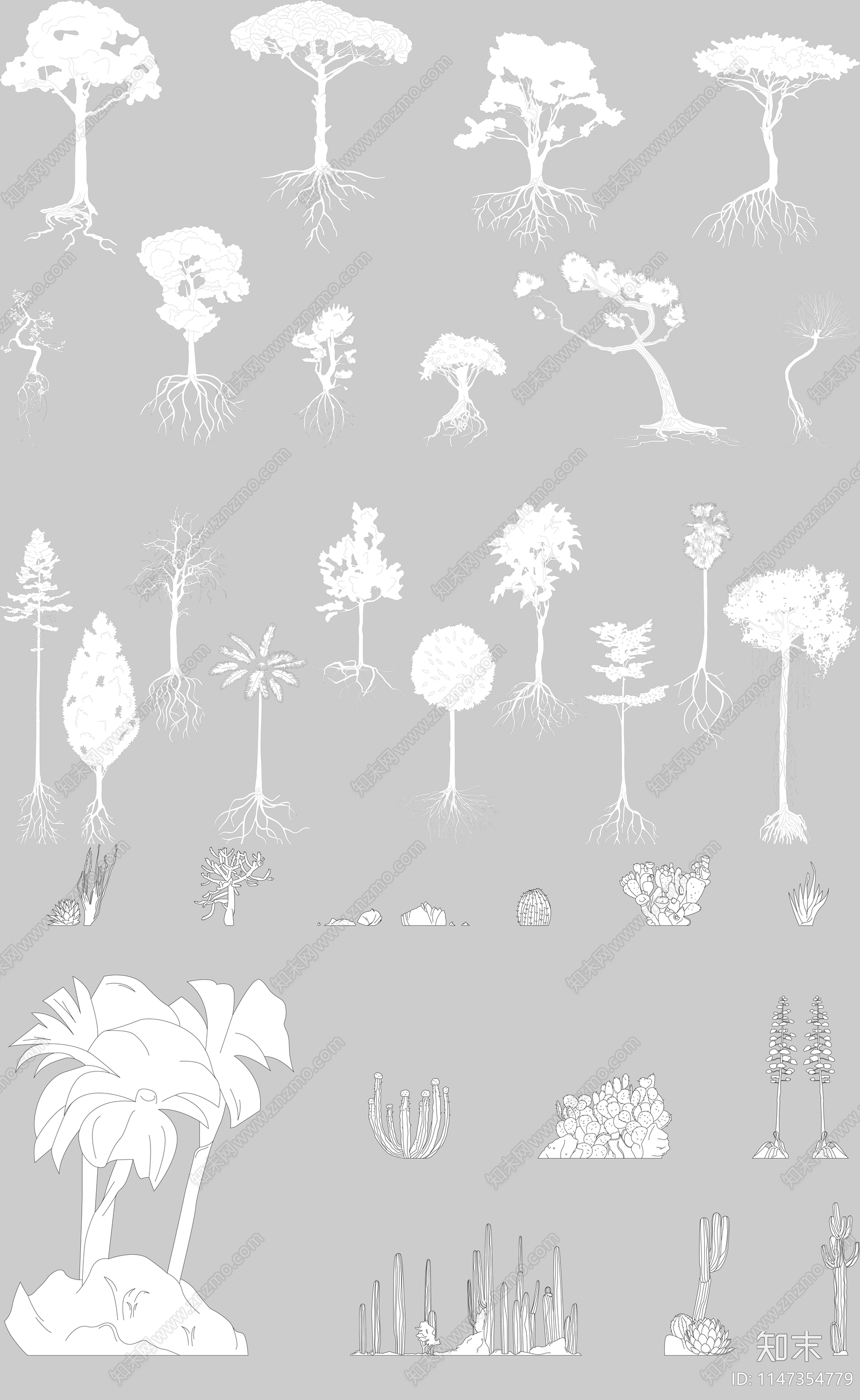 多种类型植物图库施工图下载【ID:1147354779】