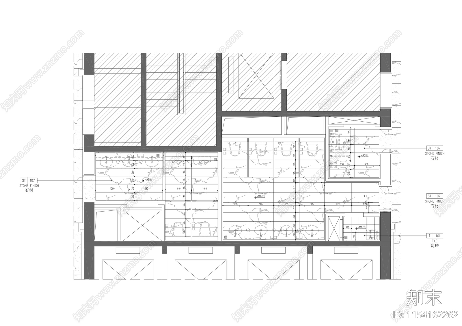 某写字楼公共洗手间cad施工图下载【ID:1154162262】