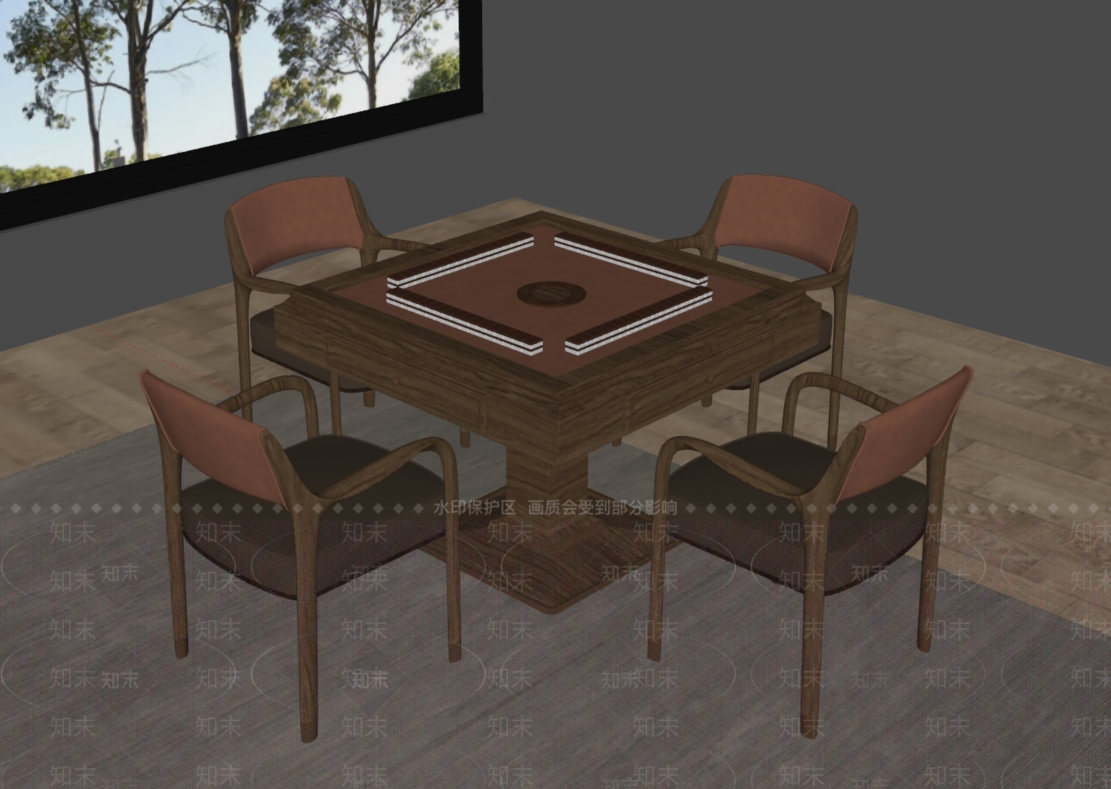 新中式棋牌桌SU模型下载【ID:1147355802】